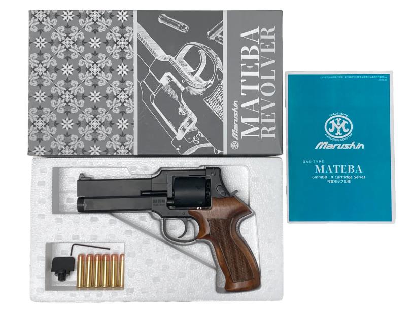 [マルシン] マテバ 5インチ Xカート式 新型パッキン ガスリボルバー マットブラックABS 木製グリップモデル (新品)