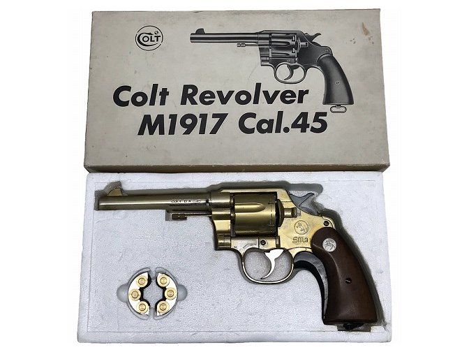 [ハドソン] コルト M1917 Cal.45 スムース木製グリップ SMG金属モデルガン (中古)